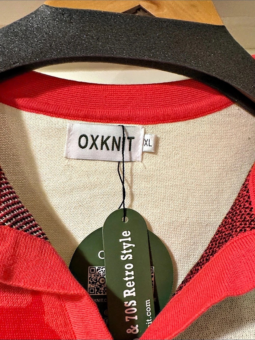 OXKNIT Color Block Dog Polo in Red & White XL NWT - Picture 3 of 6